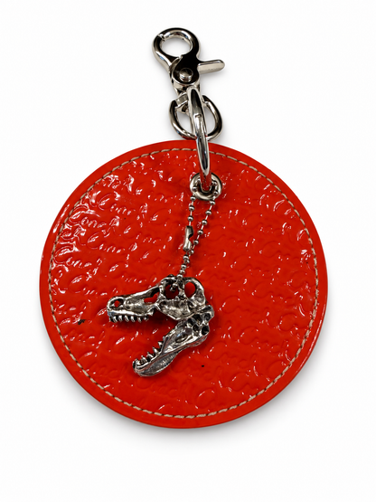 Repurposed Coach 1990s Coaster with Metal T-Rex Charm Bag Charm