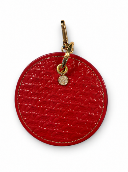 Repurposed 1990s Coach Coaster with Coach Rhinestone Mini-Charm Bag Charm