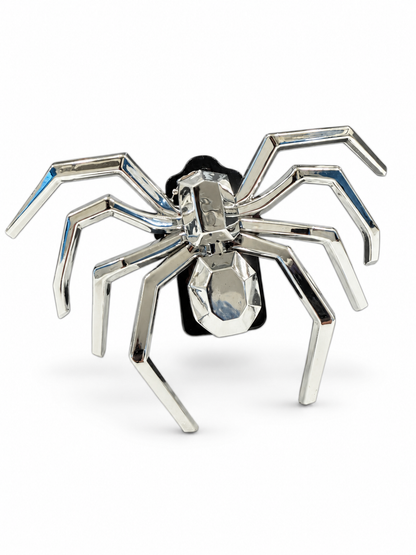 Repurposed Painted Black Coach Hangtag with Metallic Spider Emblem