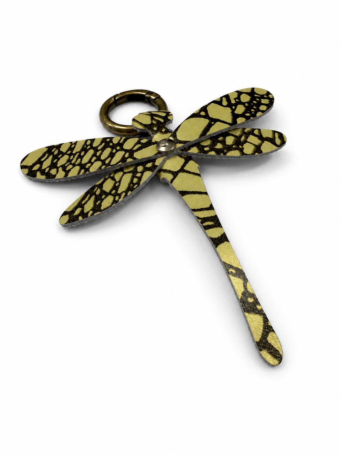 Printed Leather Dragonfly Animal Print Bag Charm