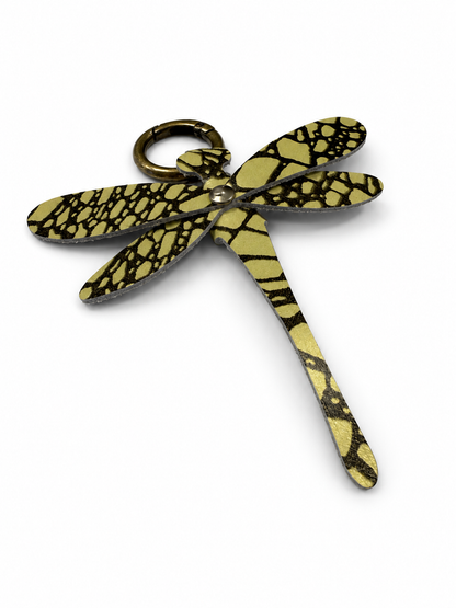 Printed Leather Dragonfly Animal Print Bag Charm