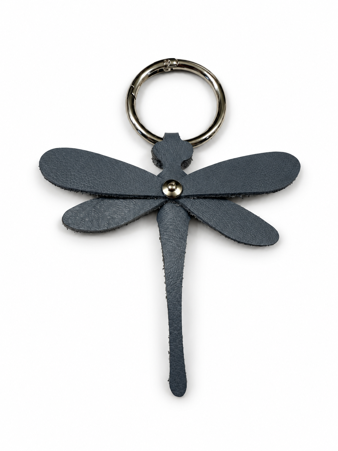 Handmade Leather Dragonfly Blue Silver Tone Hardware