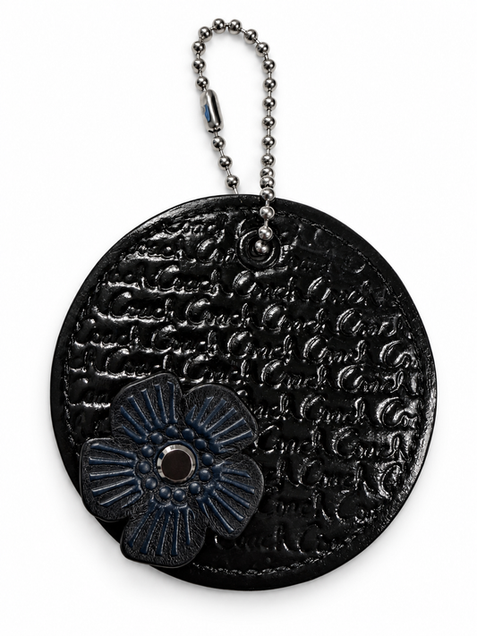Repurposed and Painted 1990s Coach Coaster with Coach Tea Rose Rivet Bag Charm