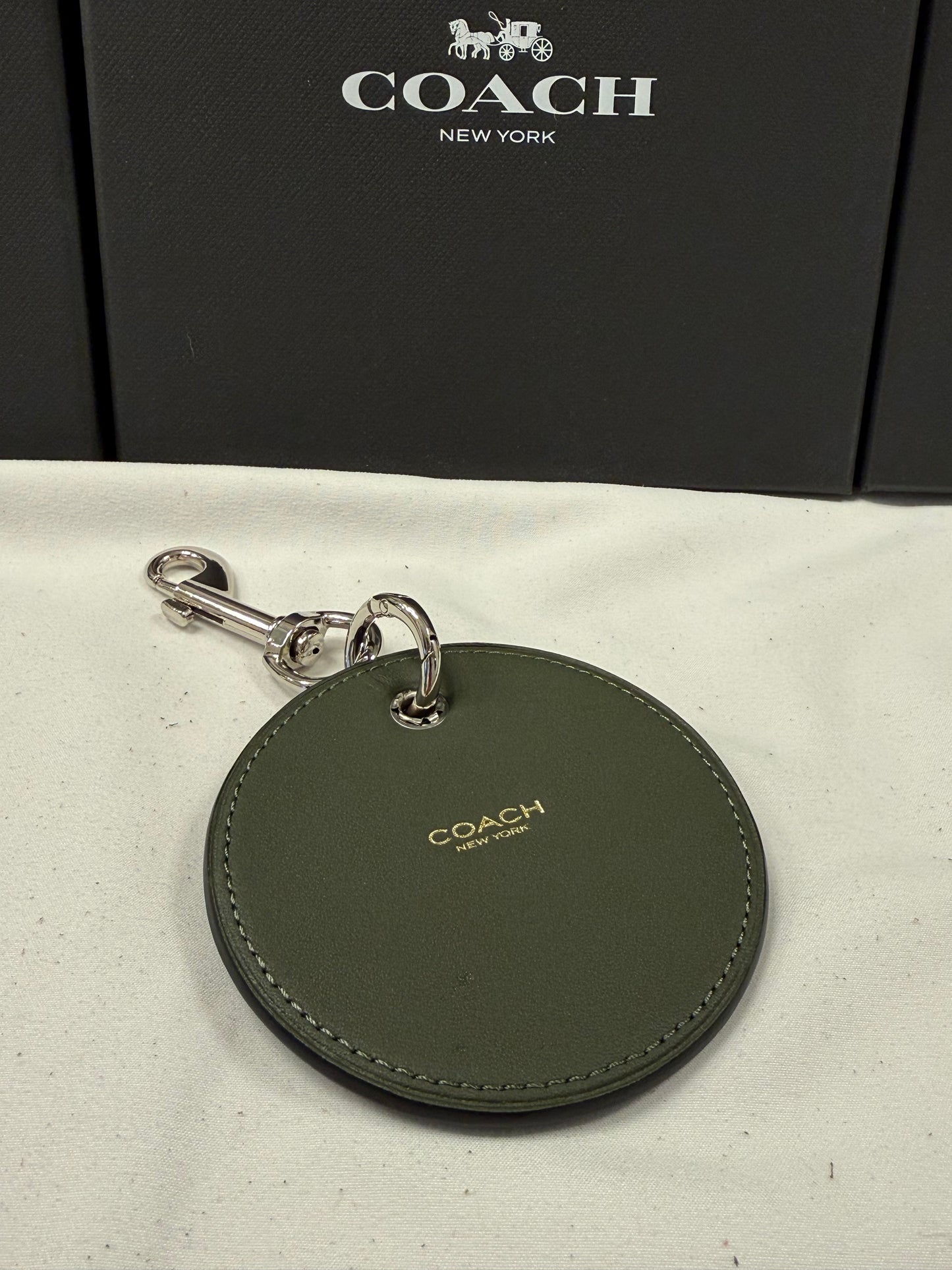 Repurposed Coach Coaster with Embroidered Moon Patch Bag Charm