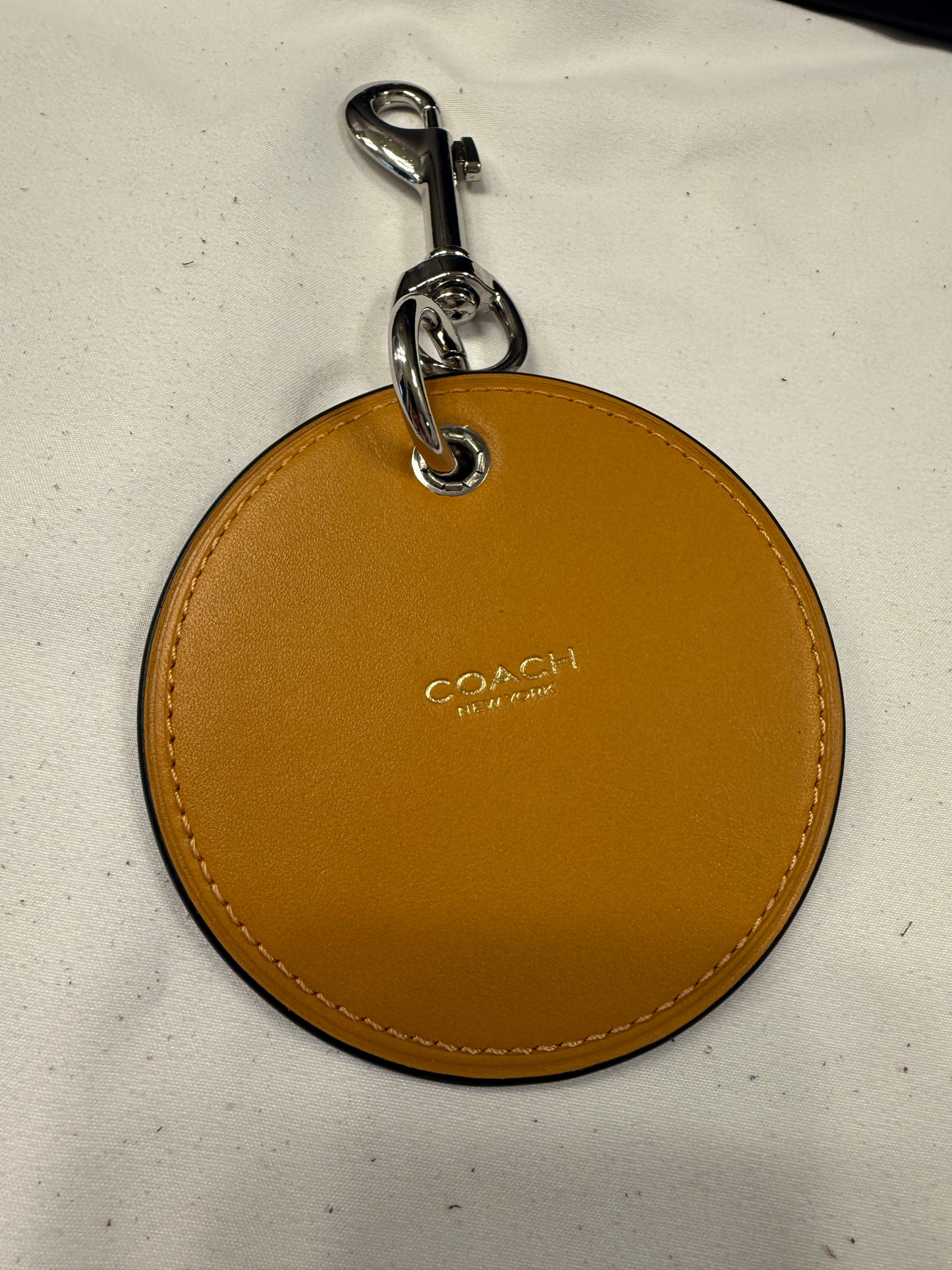 Repurposed Coach Coaster with Embroidered Heart Patch Bag Charm