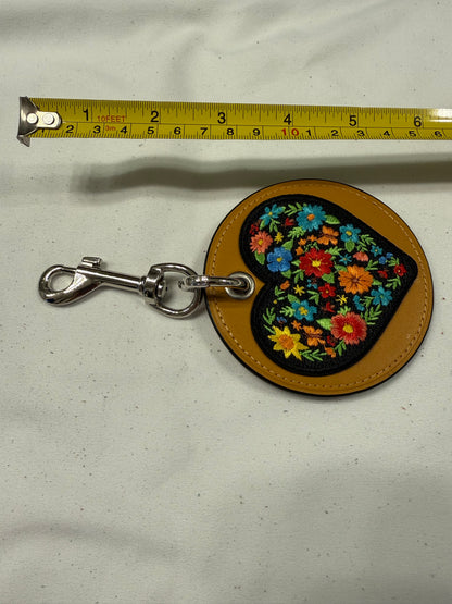 Repurposed Coach Coaster with Embroidered Heart Patch Bag Charm