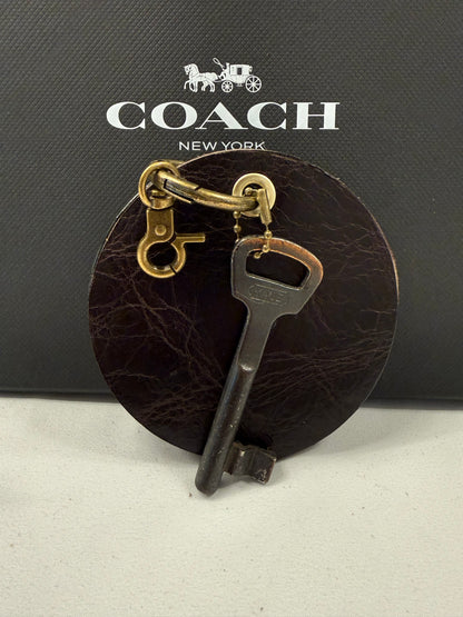 Repurposed Olive Coach Coaster and Moss Mills Handbag Leather with Authentic Antique Key