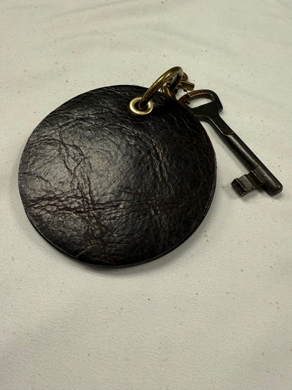 Repurposed Olive Coach Coaster and Moss Mills Handbag Leather with Authentic Antique Key