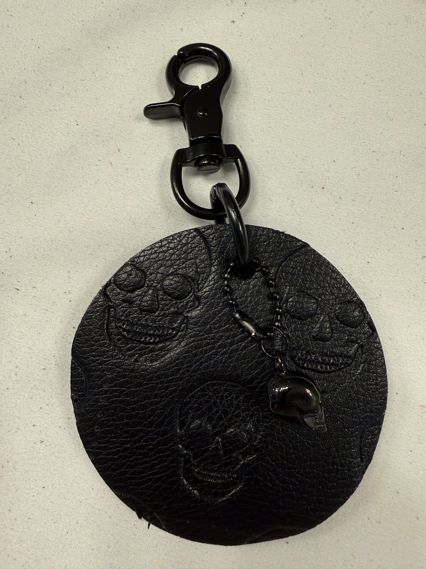 Repurposed Betsey Johnson Skull Handbag Piece and Black Skull Charm- Bag Charm