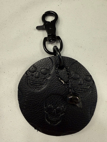 Repurposed Betsey Johnson Skull Handbag Piece and Black Skull Charm- Bag Charm