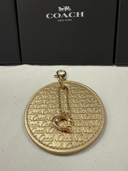 Repurposed 1990s Coach Coaster with C Charm- Bag Charm