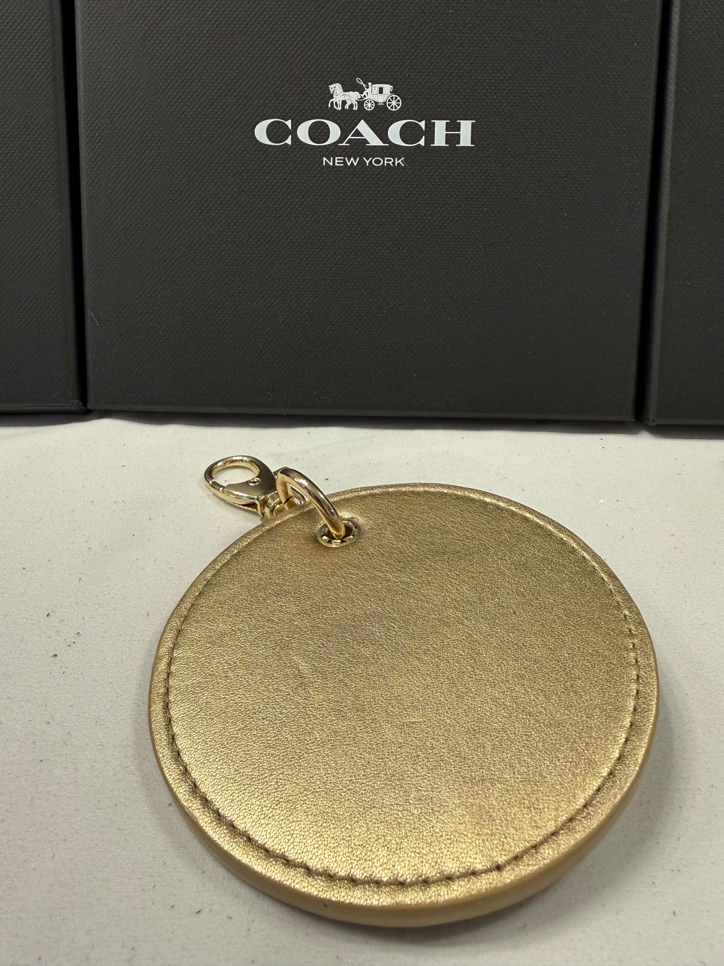 Repurposed 1990s Coach Coaster with C Charm- Bag Charm