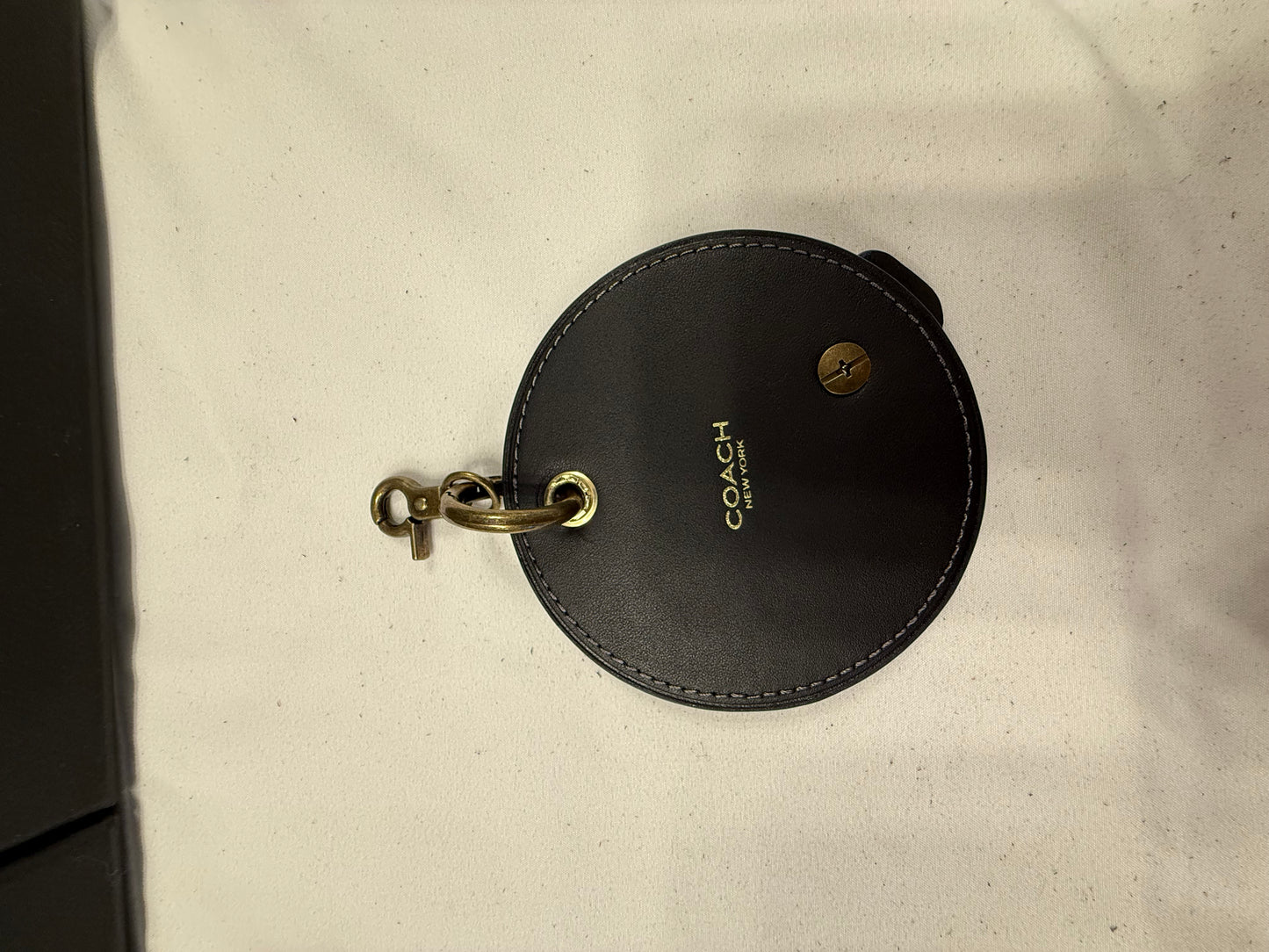 Repurposed Coach Coaster and Studded Tea Rose Bag Charm