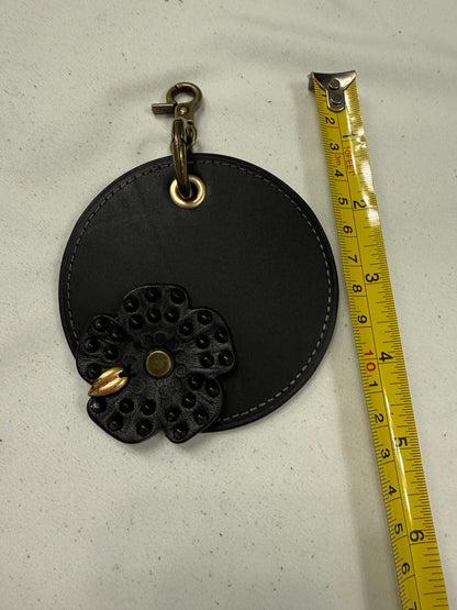 Repurposed Coach Coaster and Studded Tea Rose Bag Charm