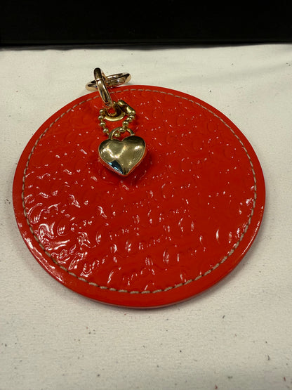 Repurposed 1990s Coach Coaster with Heart Charm-Bag Charm