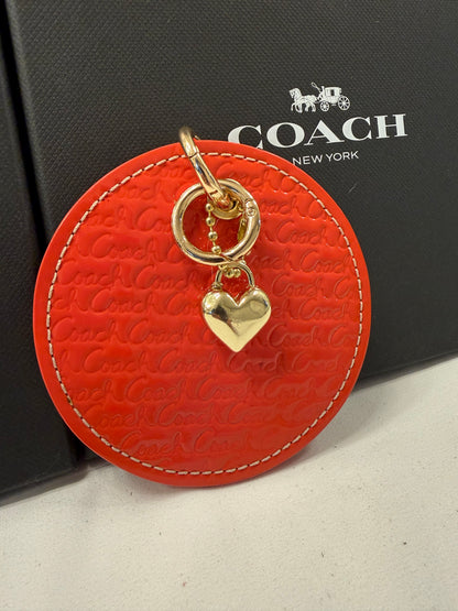 Repurposed 1990s Coach Coaster with Heart Charm-Bag Charm