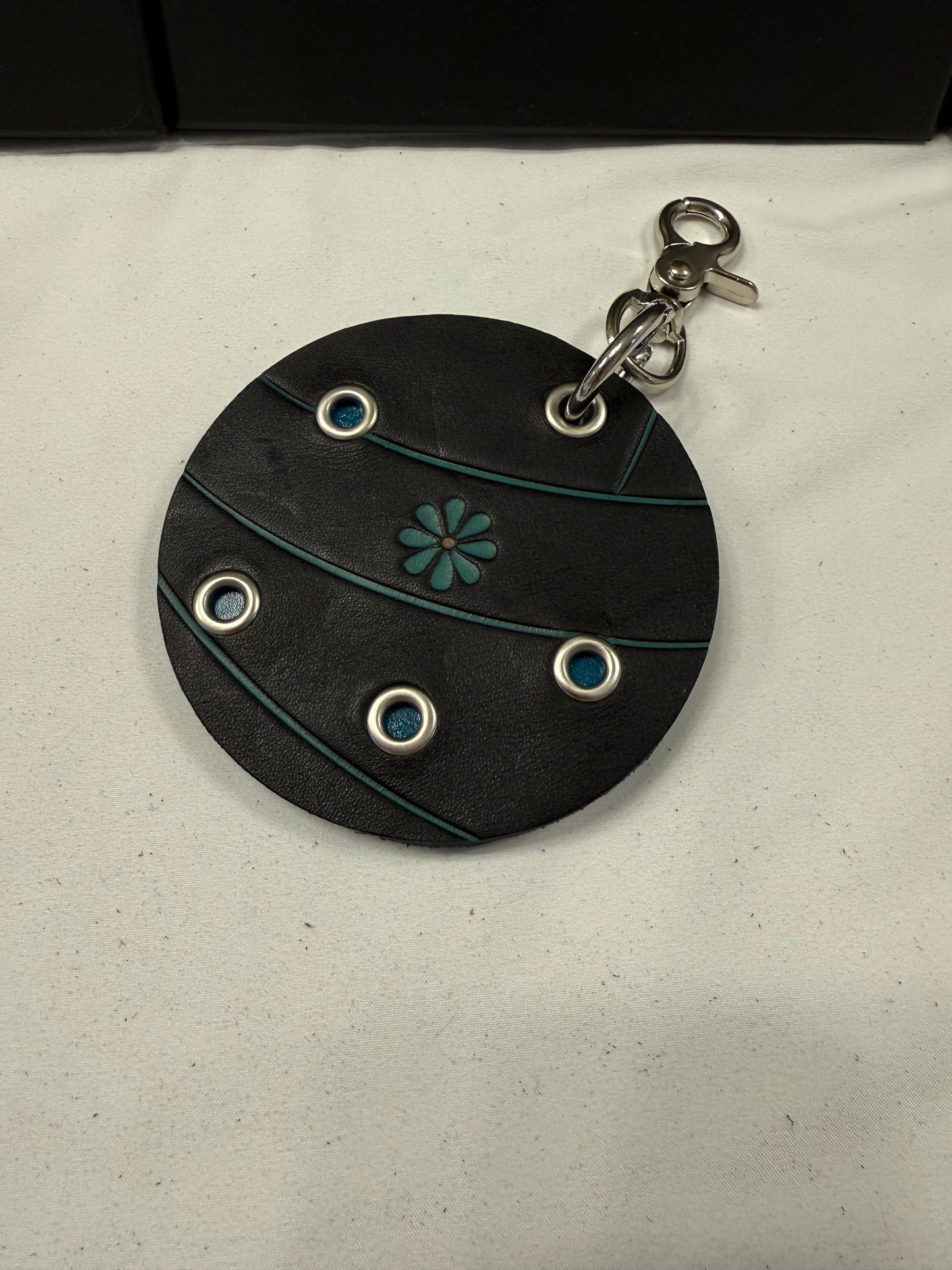 Repurposed 1990s Coaster and Piece of a Coach Handbag Bag Charm