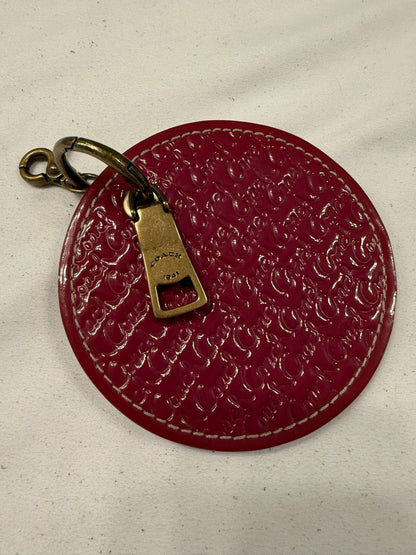 Repurposed Coach 1990s Pink Coaster with Coach Zipper Pull- Bag Charm