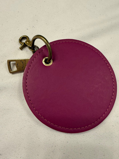 Repurposed Coach 1990s Pink Coaster with Coach Zipper Pull- Bag Charm