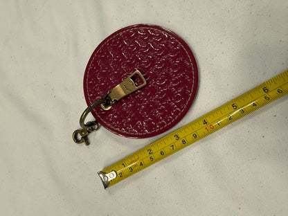 Repurposed Coach 1990s Pink Coaster with Coach Zipper Pull- Bag Charm