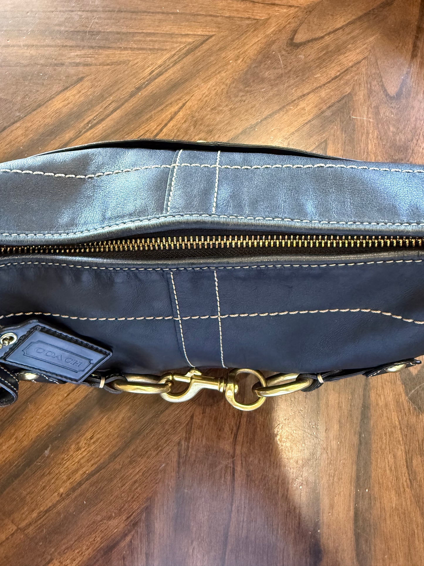 Pre-Loved Coach 2007 Black Leather Belted Ergo with Gold Hardware Style 11261