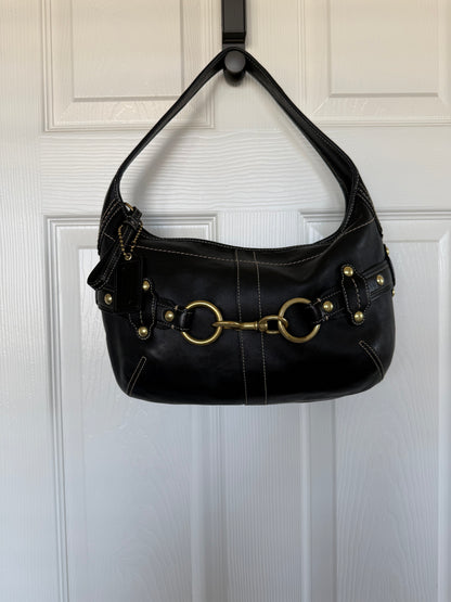 Pre-Loved Coach 2007 Black Leather Belted Ergo with Gold Hardware Style 11261