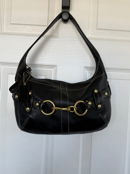 Pre-Loved Coach 2007 Black Leather Belted Ergo with Gold Hardware Style 11261