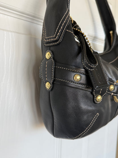 Pre-Loved Coach 2007 Black Leather Belted Ergo with Gold Hardware Style 11261