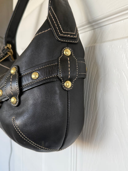 Pre-Loved Coach 2007 Black Leather Belted Ergo with Gold Hardware Style 11261