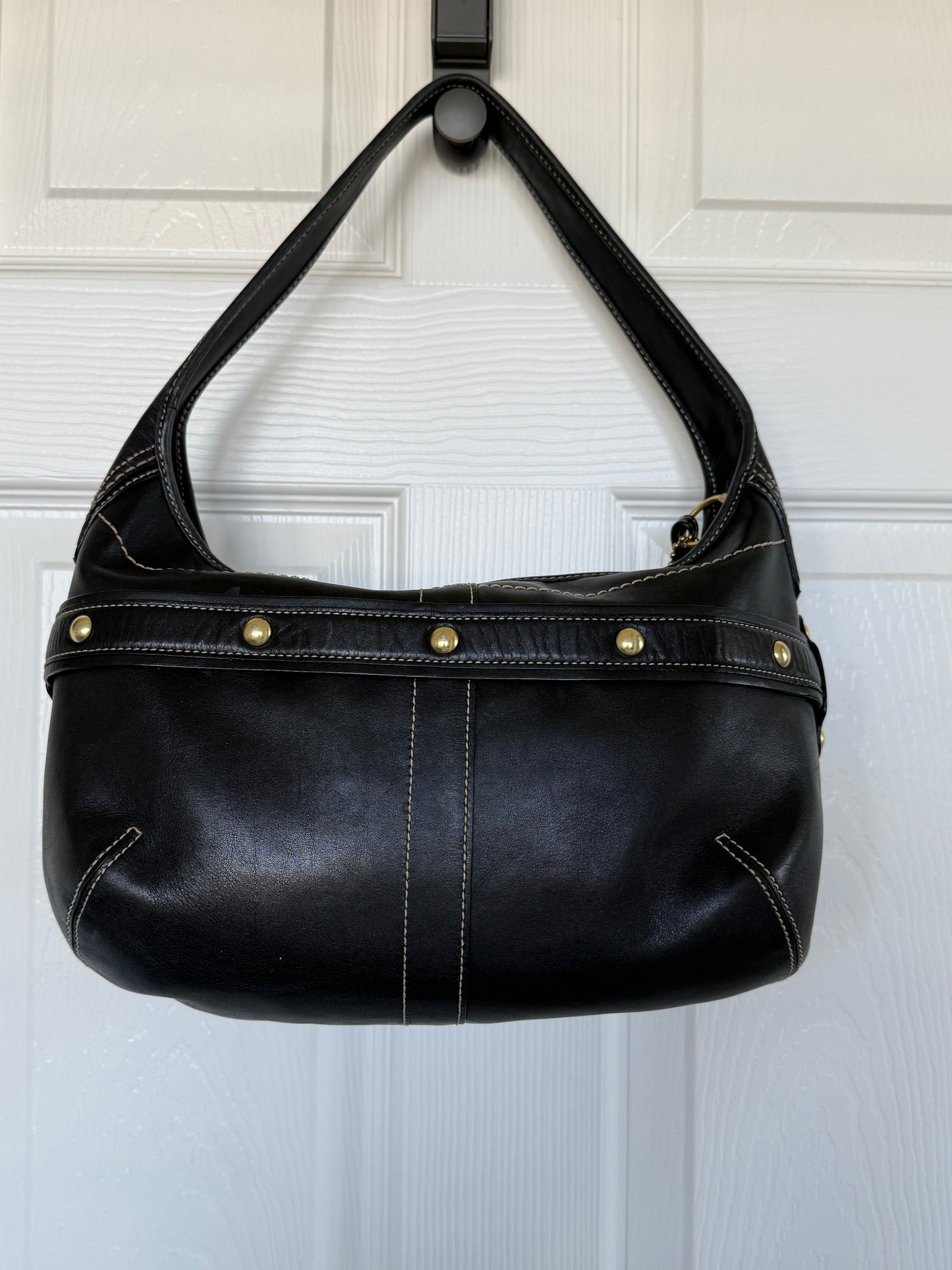 Pre-Loved Coach 2007 Black Leather Belted Ergo with Gold Hardware Style 11261