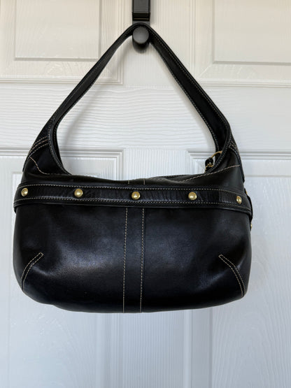 Pre-Loved Coach 2007 Black Leather Belted Ergo with Gold Hardware Style 11261