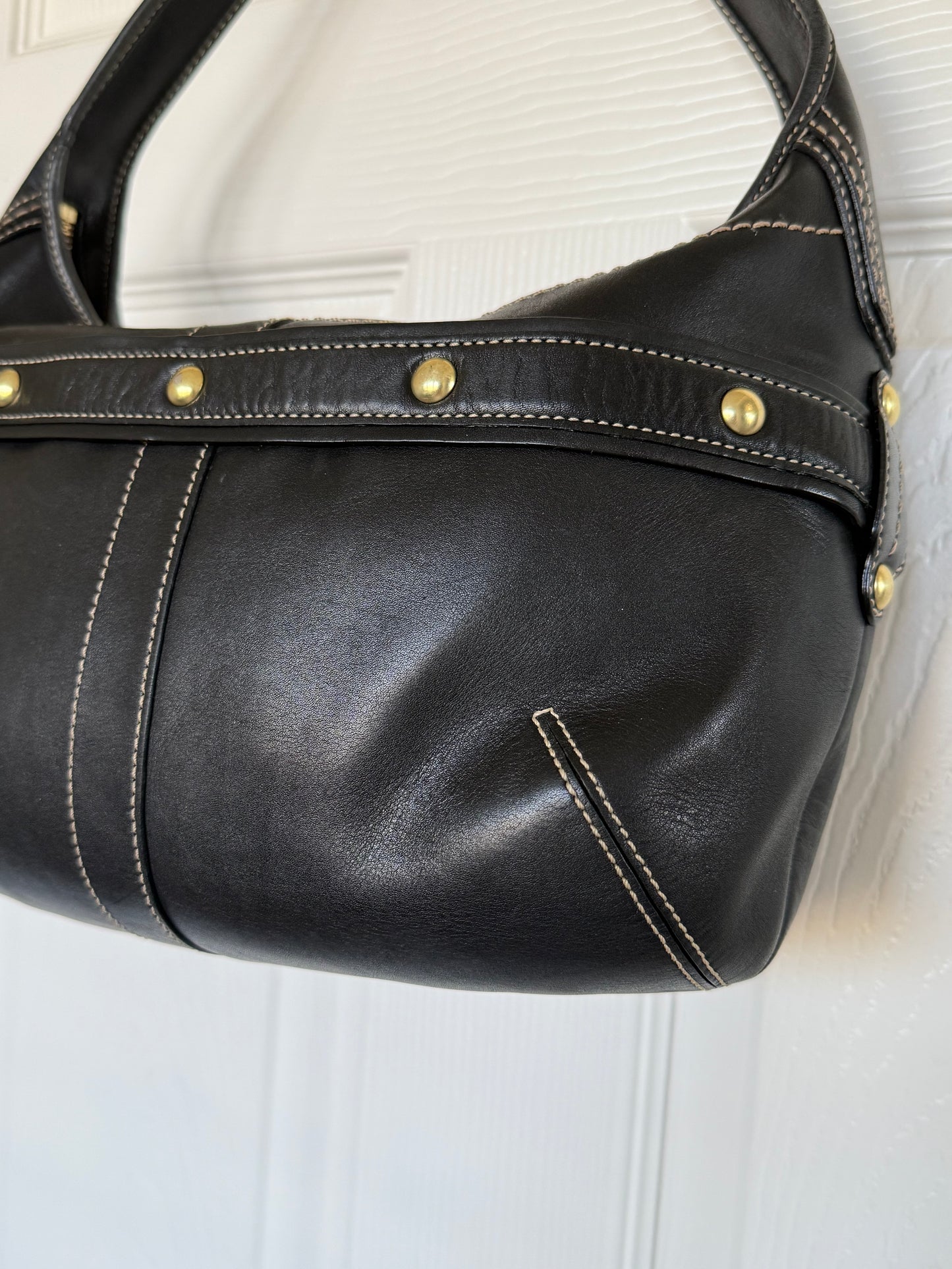 Pre-Loved Coach 2007 Black Leather Belted Ergo with Gold Hardware Style 11261