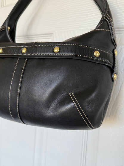 Pre-Loved Coach 2007 Black Leather Belted Ergo with Gold Hardware Style 11261