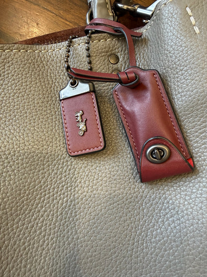 Pre-Loved Coach Rogue 31 Heather Gray Replaced with Red Leather Clochette and Hangtag