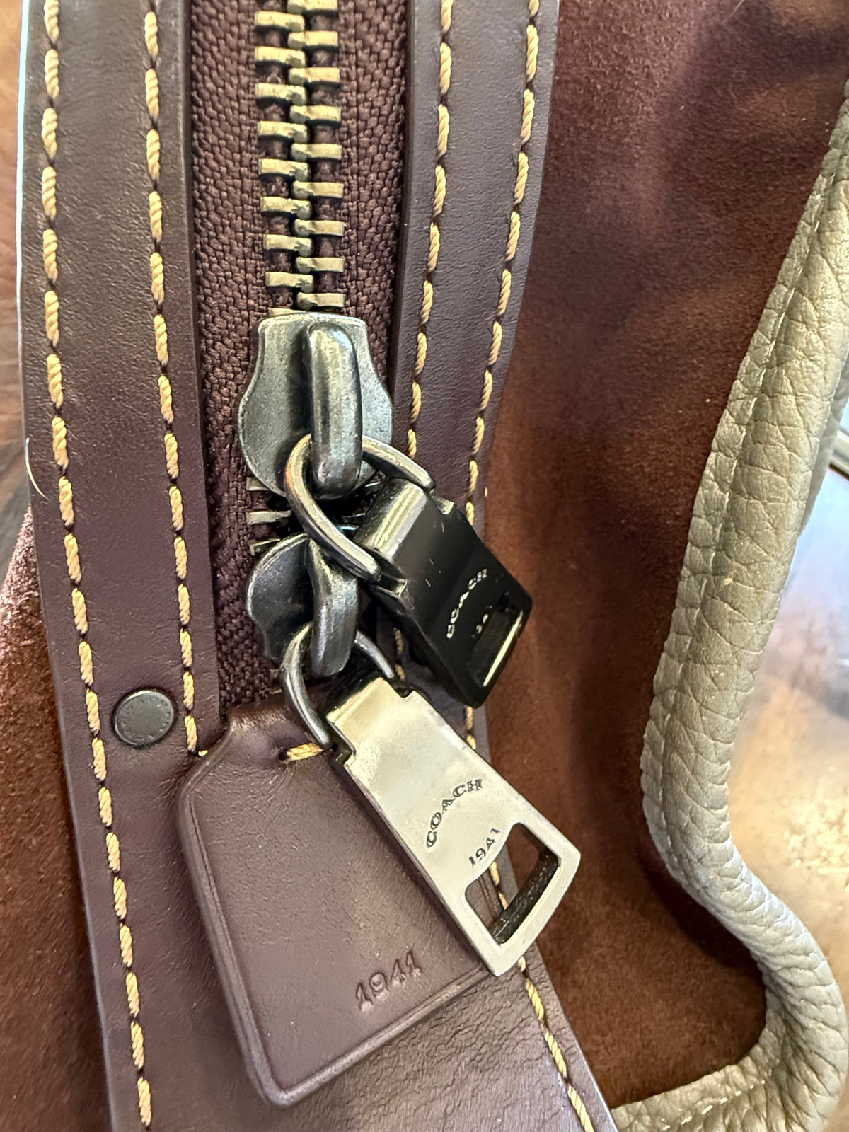 Pre-Loved Coach Rogue 31 Heather Gray Replaced with Red Leather Clochette and Hangtag