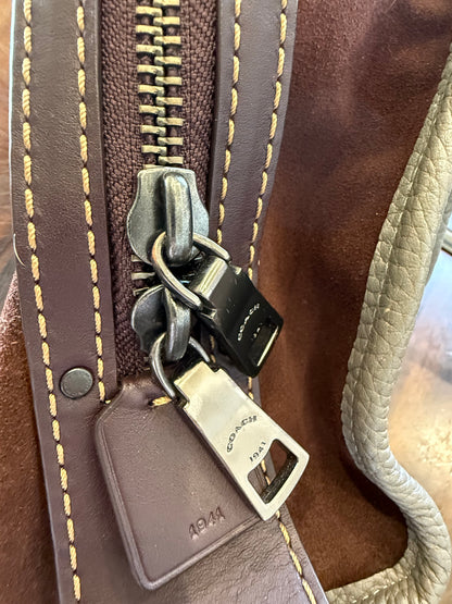 Pre-Loved Coach Rogue 31 Heather Gray Replaced with Red Leather Clochette and Hangtag