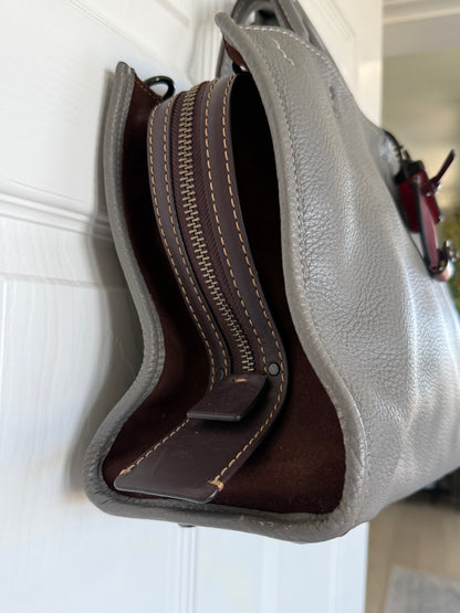 Pre-Loved Coach Rogue 31 Heather Gray Replaced with Red Leather Clochette and Hangtag