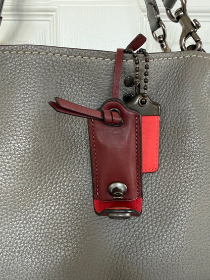 Pre-Loved Coach Rogue 31 Heather Gray Replaced with Red Leather Clochette and Hangtag