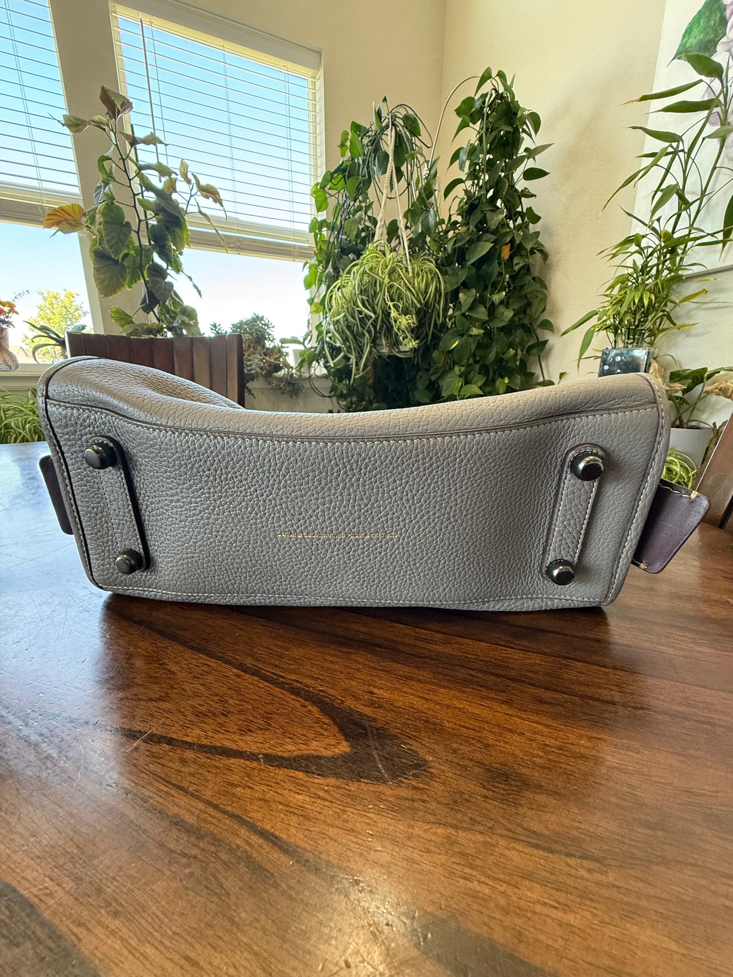 Pre-Loved Coach Rogue 31 Heather Gray Replaced with Red Leather Clochette and Hangtag