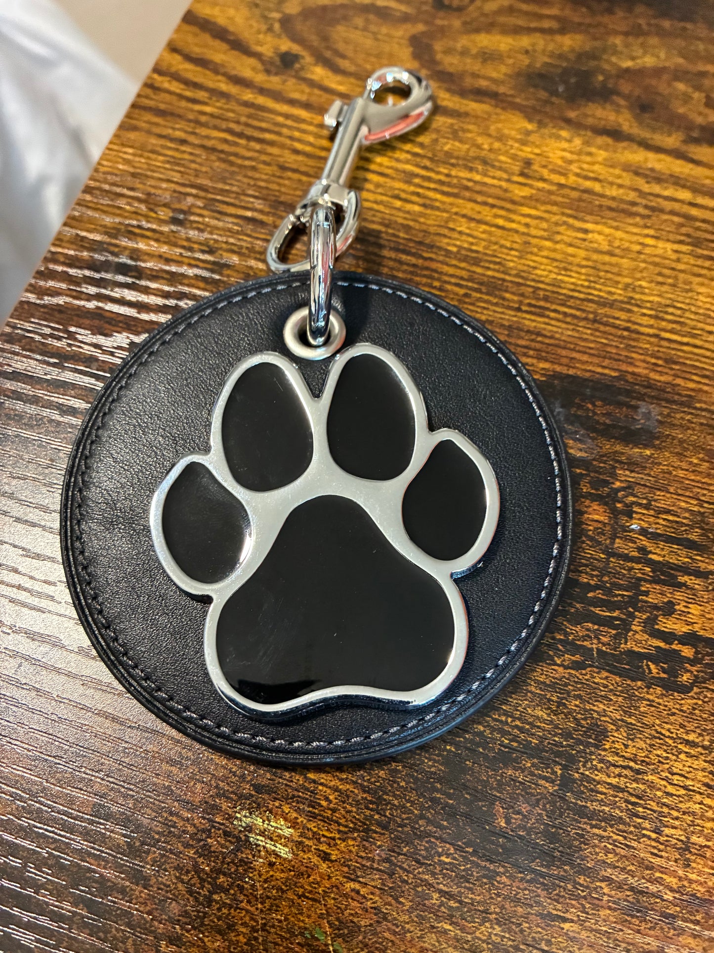 Repurposed Coach Coaster Black with Dog Paw Bag Charm