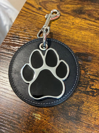 Repurposed Coach Coaster Black with Dog Paw Bag Charm