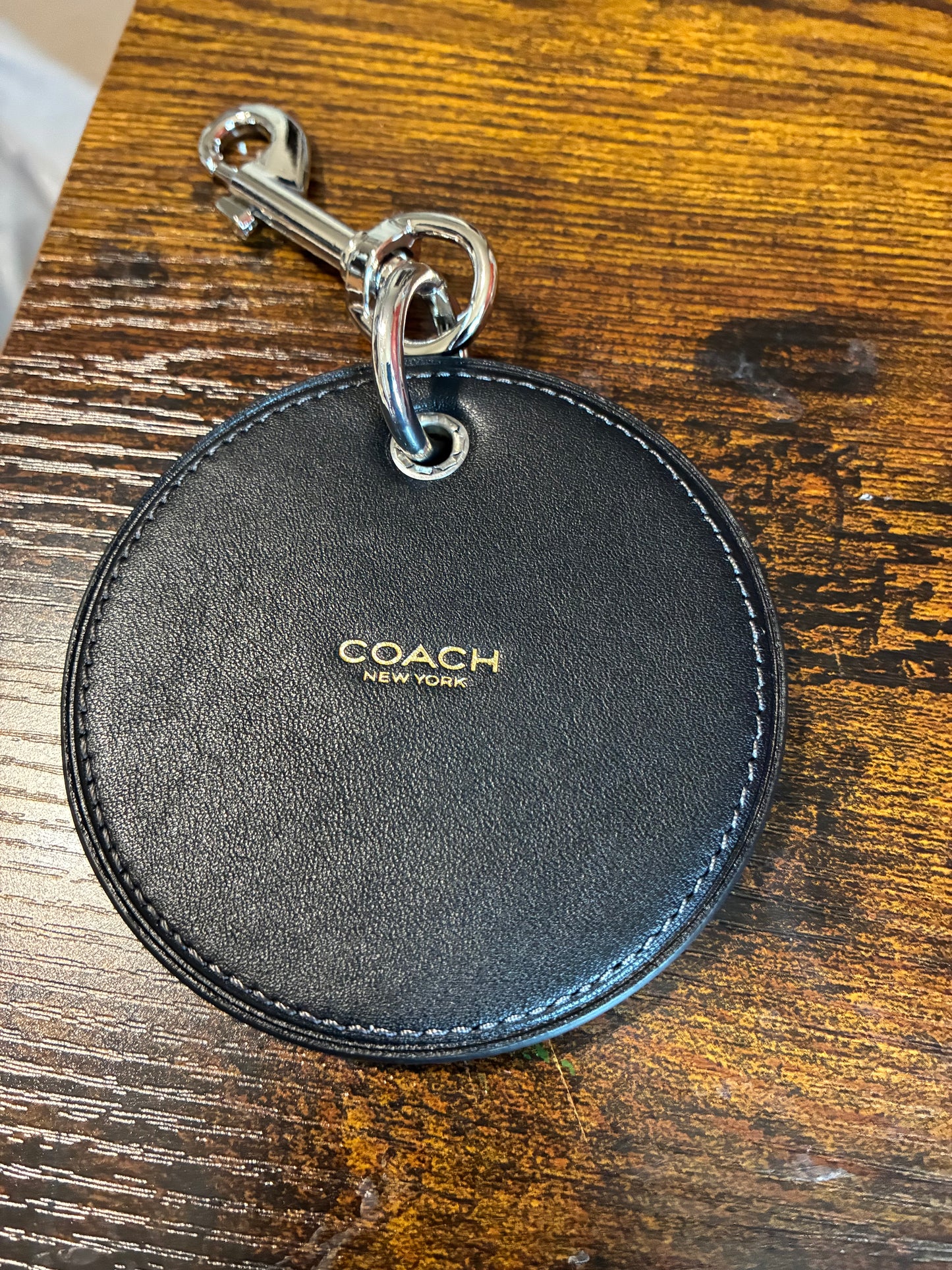Repurposed Coach Coaster Black with Dog Paw Bag Charm