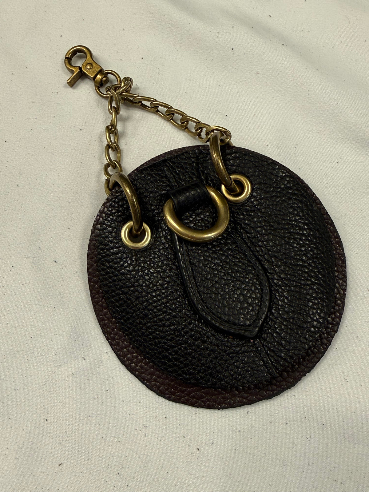 Repurposed Pieces from a Coach Bucket Bag Leather Oxblood and Black Bag Charm