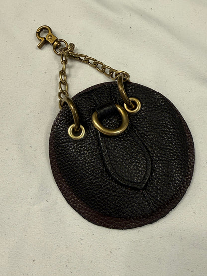 Repurposed Pieces from a Coach Bucket Bag Leather Oxblood and Black Bag Charm