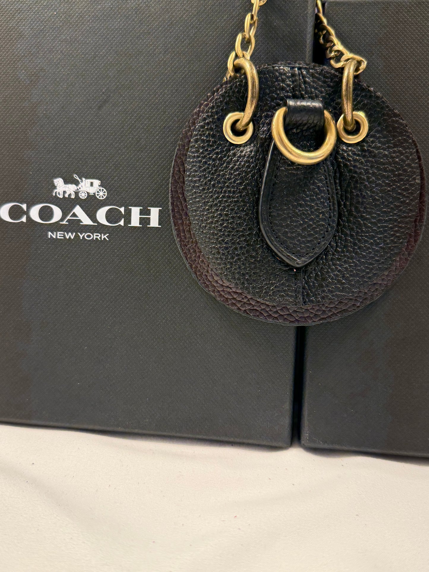 Repurposed Pieces from a Coach Bucket Bag Leather Oxblood and Black Bag Charm