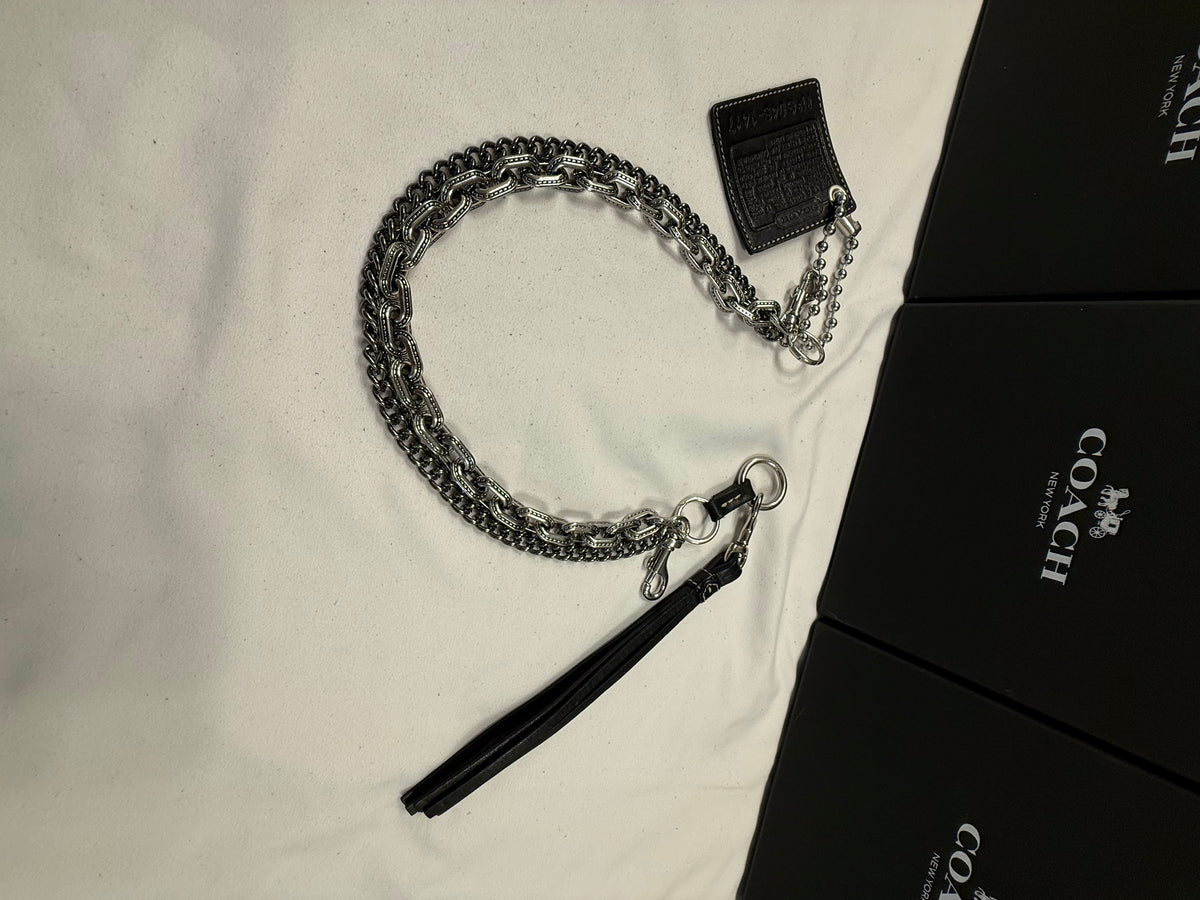 Repurposed Coach Creed Bag Chain with Leather Tassel and Double Chain