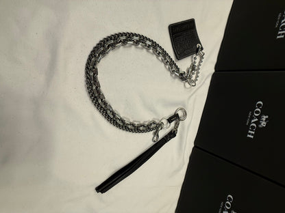 Repurposed Coach Creed Bag Chain with Leather Tassel and Double Chain