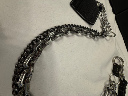 Repurposed Coach Creed Bag Chain with Leather Tassel and Double Chain