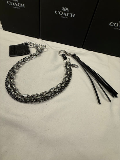 Repurposed Coach Creed Bag Chain with Leather Tassel and Double Chain