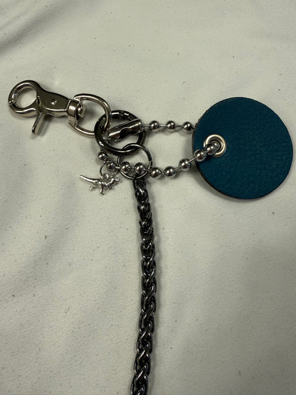 Repurposed Coach Airpod Holder Bag Chain with Mini Leather and Metal T-Rex Charm